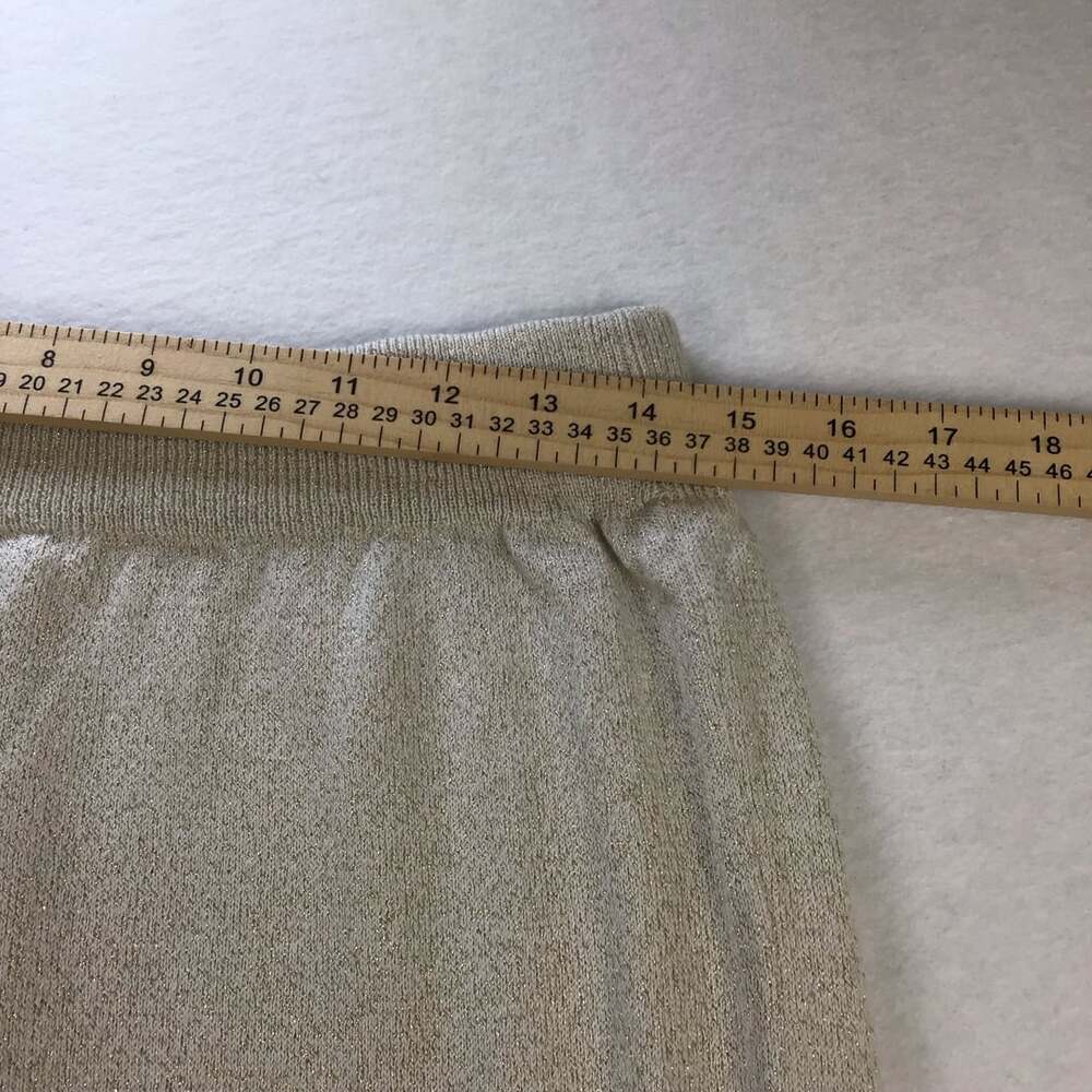 Anthropologie Metallic Knit Midi Skirt Large Cream Gold Side Slits Elegant NWT - Picture 5 of 9